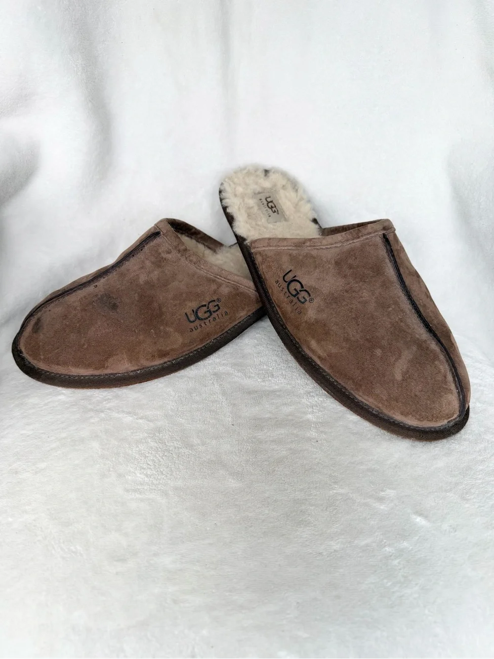 UGG Men’s Brown Suede Shearling-Lined Slip-On Mules 12